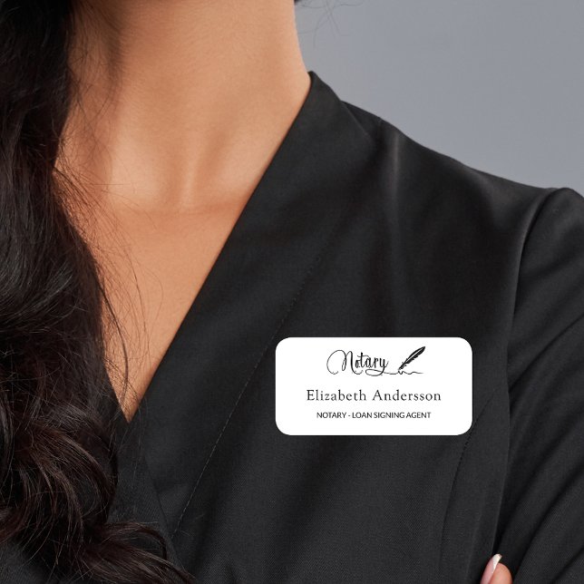 Notary-lån som undertecknar eleganten agent white  namnbricka (Skapare uppladdad)