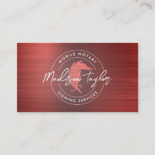 Notary Loan Agent Burgundy Red Brushed Metall Quil Visitkort