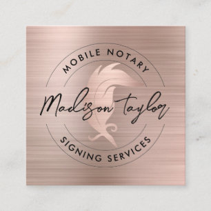 Notary Loan Agent Ro Guld Brushed Metall Quill Fyrkantigt Visitkort