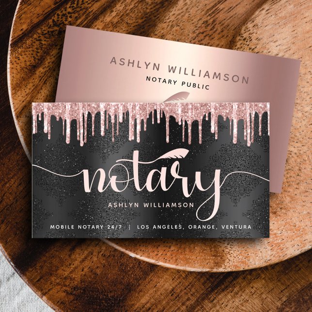 Notary Loan Agent Ro Guld Glitter svart Visitkort (Skapare uppladdad)