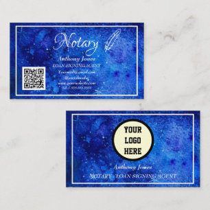 Notary Loan Sigation Agent QR Code Watercolor Visitkort