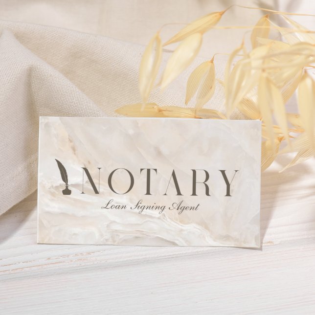 Notary Loan Signing Agent Beige Marble Visitkort (Skapare uppladdad)