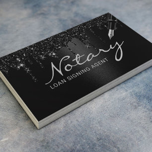 Notary Loan Signing Agent Black Glitter Drives Visitkort
