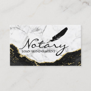 Notary Loan Signing Agent Black Guld Marble Agate Visitkort