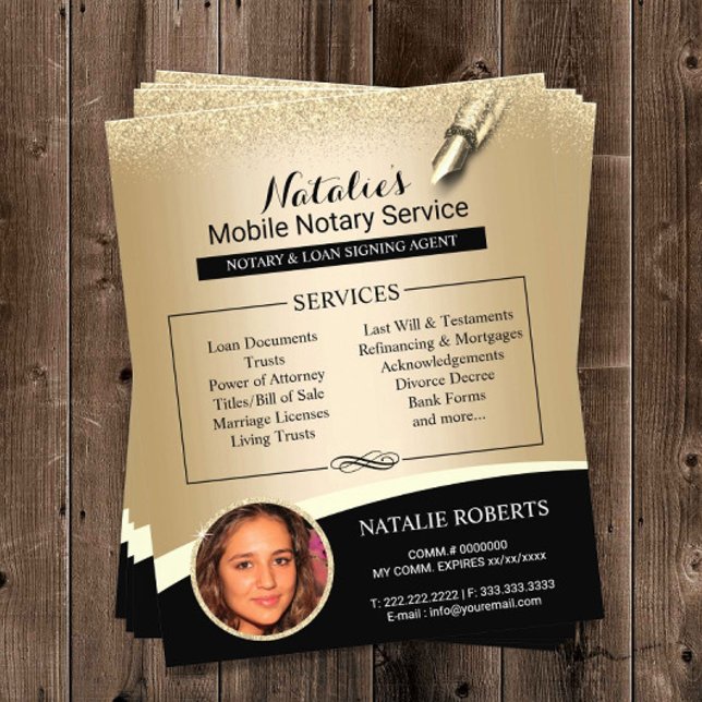 Notary Loan Signing Agent Black & Guld Photo Flygblad (Skapare uppladdad)