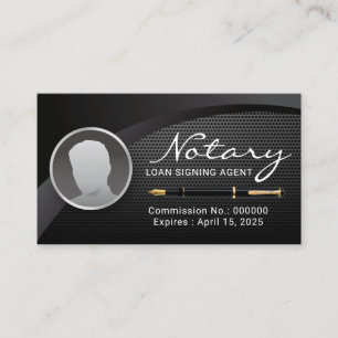 Notary Loan Signing Agent Black Metall Photo Visitkort