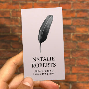 Notary Loan Signing Agent Black Quill Rosa Visitkort