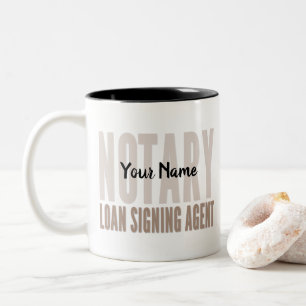 Notary Loan Signing Agent Brown Font Customized Två-Tonad Mugg