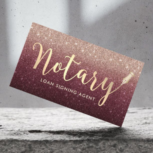 Notary Loan Signing Agent Burgundy Ro Guld Ombre Visitkort
