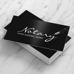 Notary Loan Signing Agent Elegant Black Visitkort