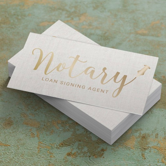 Notary - Loan Signing Agent Elegant Guld-skript Visitkort (Skapare uppladdad)