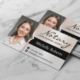 Notary Loan Signing Agent Elegant Silver Photo Visitkort