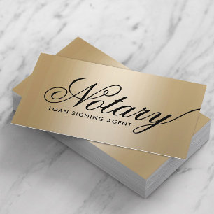 Notary Loan Signing Agent Elegant Typography Guld Visitkort