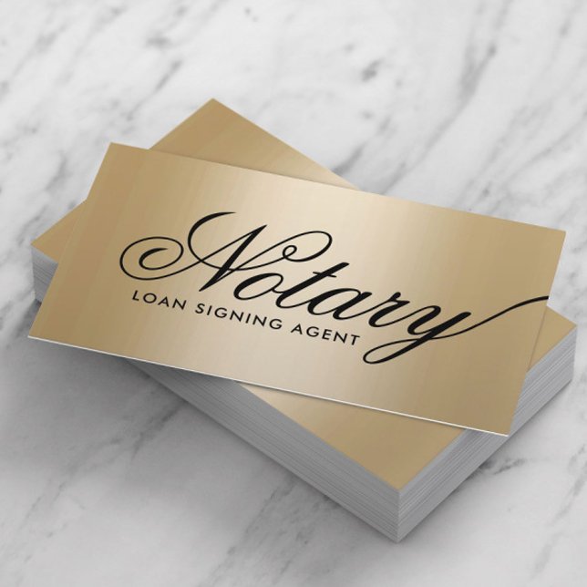 Notary Loan Signing Agent Elegant Typography Guld Visitkort (Skapare uppladdad)