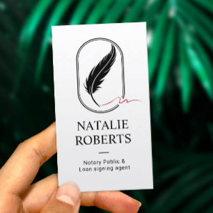 Notary Loan Signing Agent Feather Quill Logotyp Pl Visitkort
