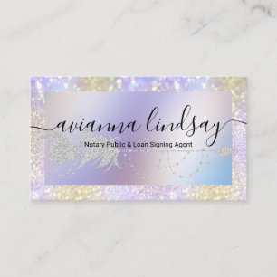 Notary Loan Signing Agent Glitter Hologram Visitkort