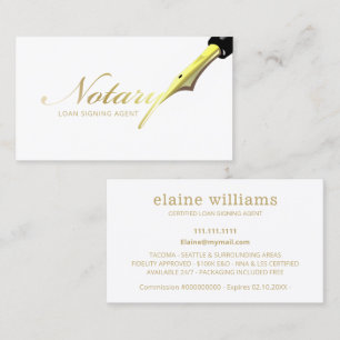 Notary Loan Signing Agent Guld Black Pen Visitkort