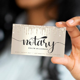 Notary Loan Signing Agent Guld Glitter Drip Script Visitkort