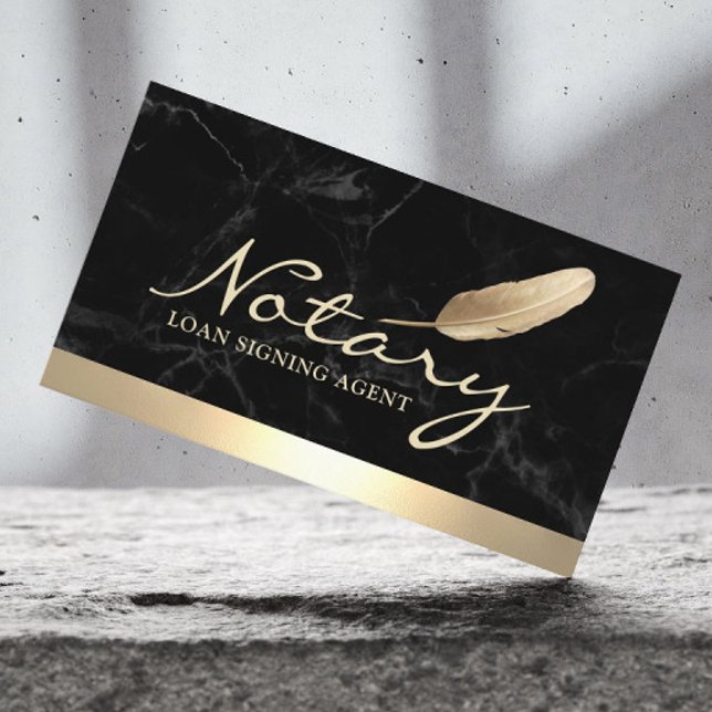 Notary Loan Signing Agent Guld Gräns Black Marble Visitkort (Skapare uppladdad)