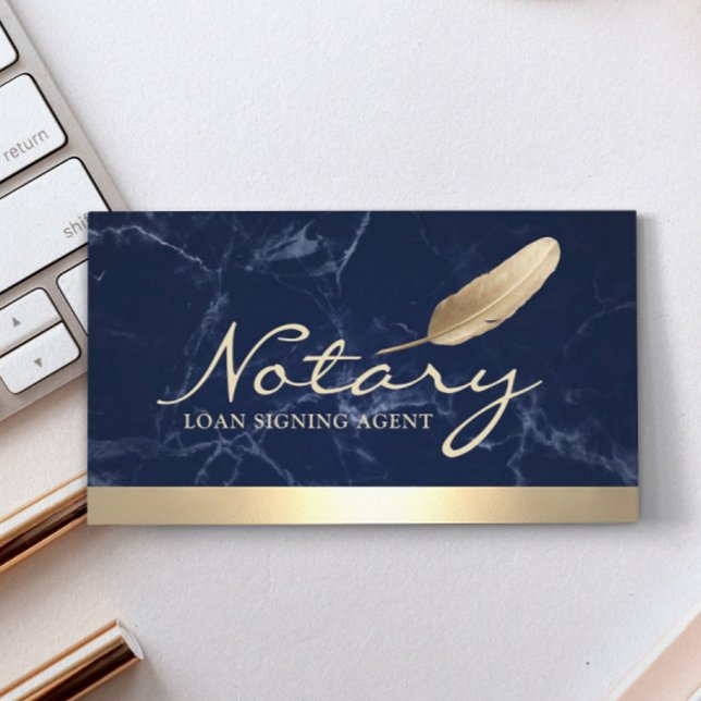 Notary Loan Signing Agent Guld Gräns Blue Marble Visitkort (Skapare uppladdad)