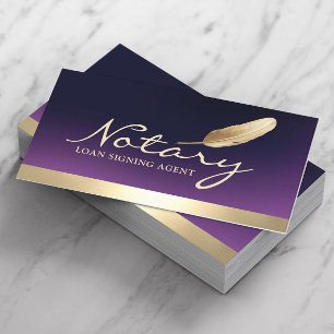 Notary Loan Signing Agent Guld Gräns Deep Lila Visitkort
