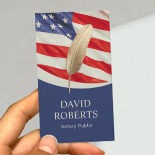 Notary Loan Signing Agent Guld Quill Pen Patriotic Visitkort