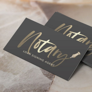 Notary Loan Signing Agent Guld Typography Grått Visitkort