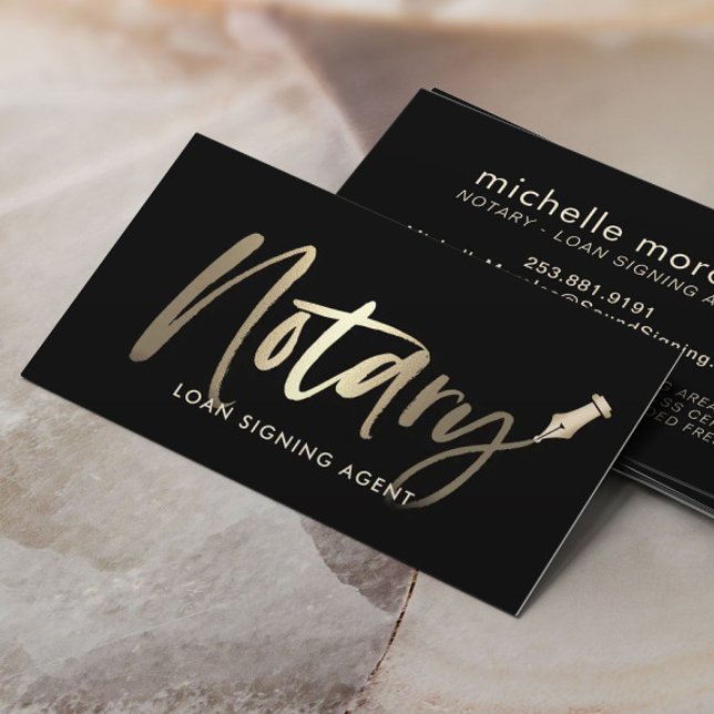 Notary Loan Signing Agent Guld Typography Visitkort (Skapare uppladdad)