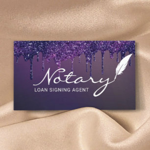 Notary Loan Signing Agent Lila Glitter Drives Visitkort