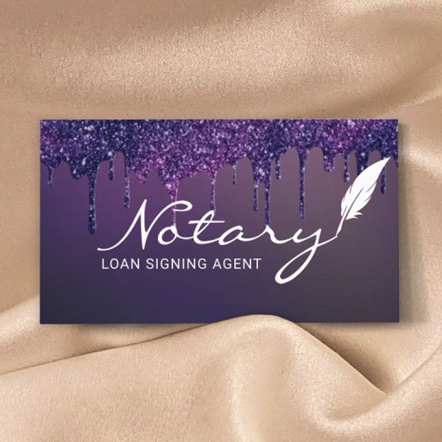 Notary Loan Signing Agent Lila Glitter Drives Visitkort (Skapare uppladdad)