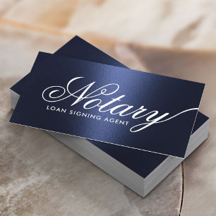 Notary Loan Signing Agent Metallic Navy Blue Visitkort