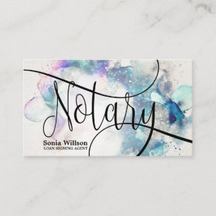 Notary Loan Signing Agent Modern abstrakt-skript B Visitkort