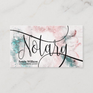 Notary Loan Signing Agent Modern abstrakt-skript B Visitkort
