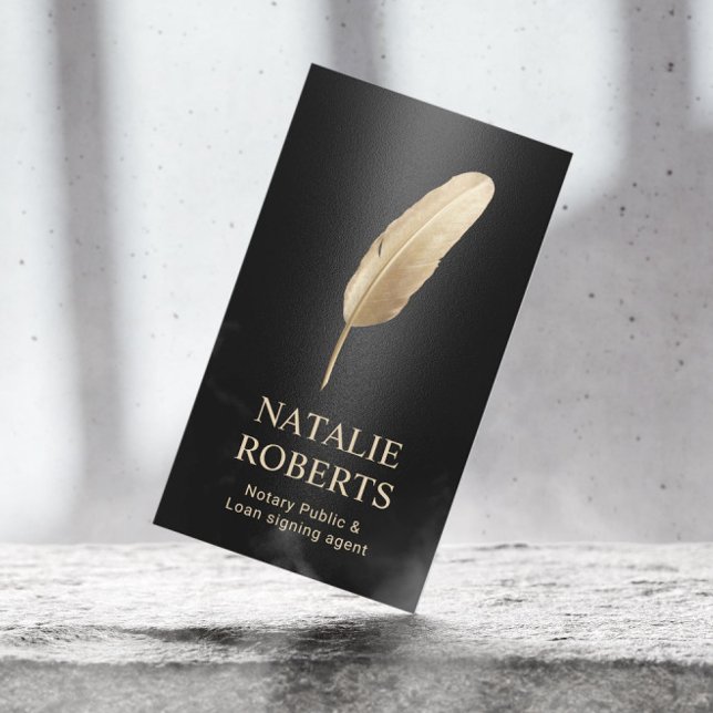 Notary Loan Signing Agent Modern Black & Guld Visitkort (Skapare uppladdad)