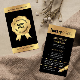 Notary Loan Signing Agent Modern Black & Guld Visitkort