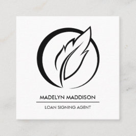 Notary Loan Signing Agent Modern Black & White Fyrkantigt Visitkort