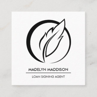 Notary Loan Signing Agent Modern Black & White Fyrkantigt Visitkort