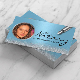 Notary Loan Signing Agent Modern Blue Photo Visitkort
