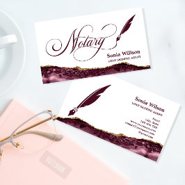 Notary Loan Signing Agent Modern Burgundy Agate Visitkort