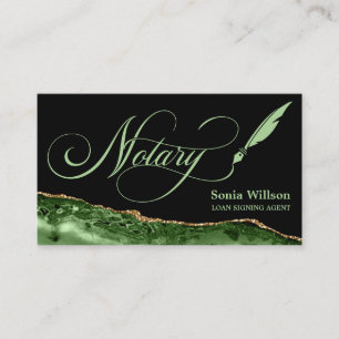 Notary Loan Signing Agent Modern Emerald Grönt Bu Visitkort