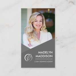 Notary Loan Signing Agent Modern Grått Photo Visitkort