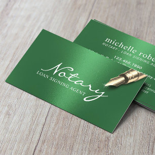 Notary Loan Signing Agent Modern Grönt Foil Visitkort