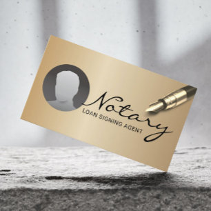 Notary Loan Signing Agent Modern Guld Photo Visitkort