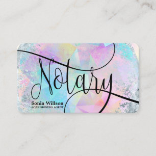 Notary Loan Signing Agent Modern HoloGrapal Opal Visitkort