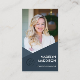 Notary Loan Signing Agent Modern Mörk Azure Photo Visitkort