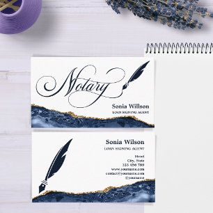 Notary Loan Signing Agent Modern Navy Agate Visitkort