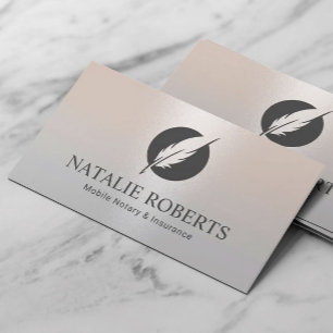 Notary Loan Signing Agent Modern Quill Logotyp Sil Visitkort