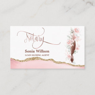 Notary Loan Signing Agent Modern Ro Guld Blommigt Visitkort