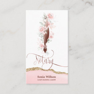 Notary Loan Signing Agent Modern Ro Guld Blommigt Visitkort