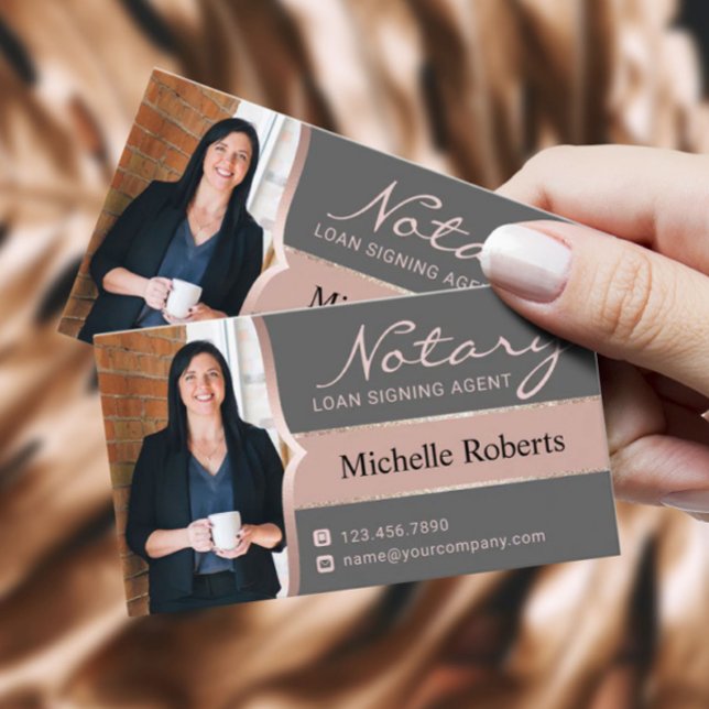 Notary Loan Signing Agent Modern Ro Guld foto Visitkort (Skapare uppladdad)